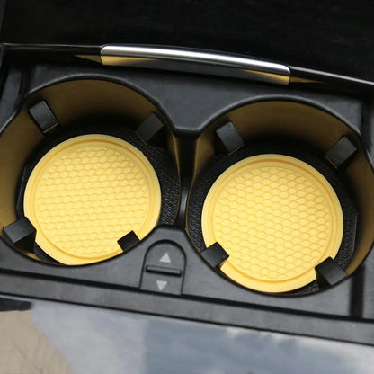 2Pcs Car Bling Rhinestone Cup Holder Drink Pad Interior Decoration Anti-slip Mat Round Durable Coaster Heat Resi Car Accessories