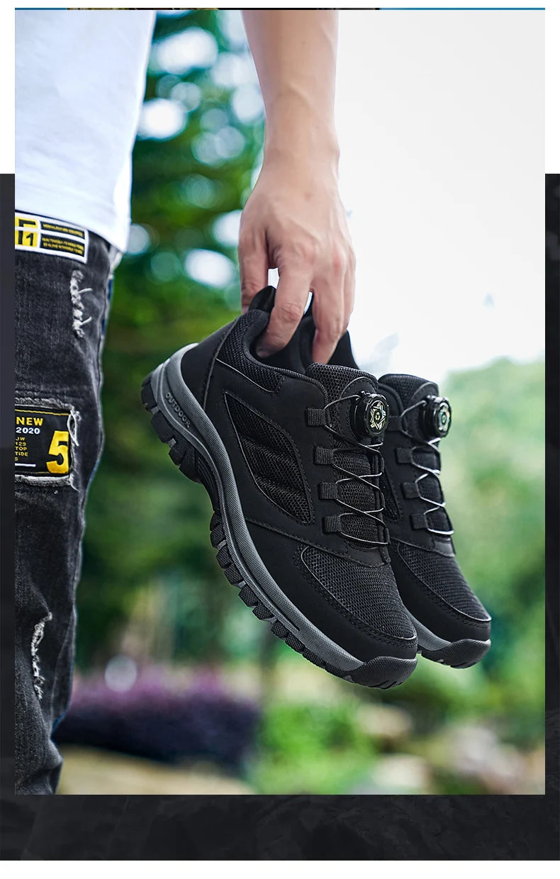 Men'S Spring And Autumn Outdoor Sports Shoes With Rotating Buckle Convenient Comfortable Anti Slip Hiking Shoes Large Size 39-48