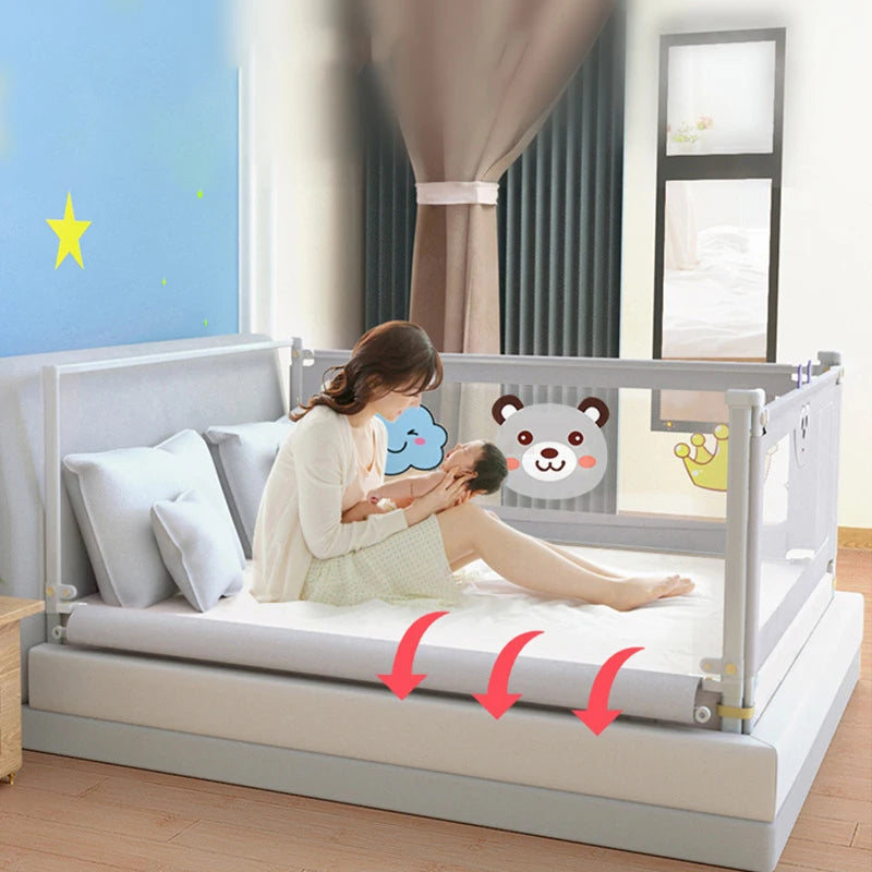 IMBABY Bed Guardrail Liftable Crib Protectors Adjustable Handrail Bed Safety Children Washable Baby Safety Bed Barrier Bumper