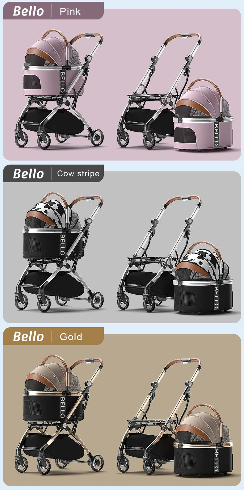 STLFBello Cat Trolley Cat Stroller Pet Stroller Cat Pet Carriers & Travel Products