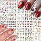 3D Colorful Flowers Cherry Blossoms Rose Daisy Nail Decals 20/30/60/70/90pcs Cute Heart Nail Sticker Manicure Decoration 5.5*6cm