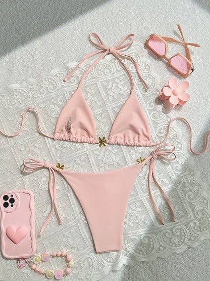 Micro Bikinis Sexy Women Swimsuit Swimwear 2026 Push Up Bikini Set String Bathing Suit Halter Beachwear Brazilian Biquini Female