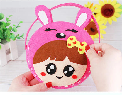 4Pcs Children Cartoon Non-woven Handicraft Toys Kids Handmade Bag DIY Animal Flower Handbags Crafts Art Sewing Toy Craft Decor