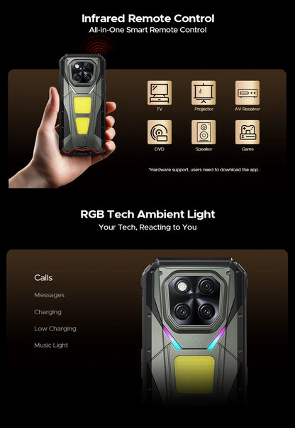 World Premiere DOOGEE V Max Play 5G Projector Rugged Phone 20500mAh Dual Camping Lights Dimensity 7300 16GB+512GB NFC Smartphone
