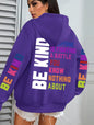 Be Kind Hoodies Women Letter Prints Winter Fleece Warm Hooded Street Pocket Loose Sweatshirts Casual All-match Woman Clothes