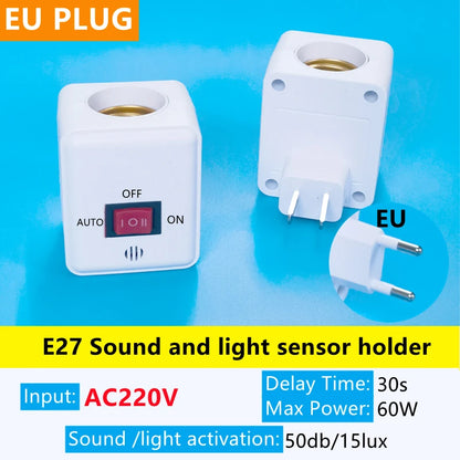 E27 PIR Motion Sensor Led Switch Lamp Base EU/US AC85-265V Plug Human Induction Light Bulb Holder Socket Adapter Converter