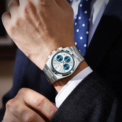 POEDAGAR Luxury Man Watch Chronograph Date Stainless Steel Sport Men Wristwatch Waterproof Luminous Fashion Quartz Men's Watches