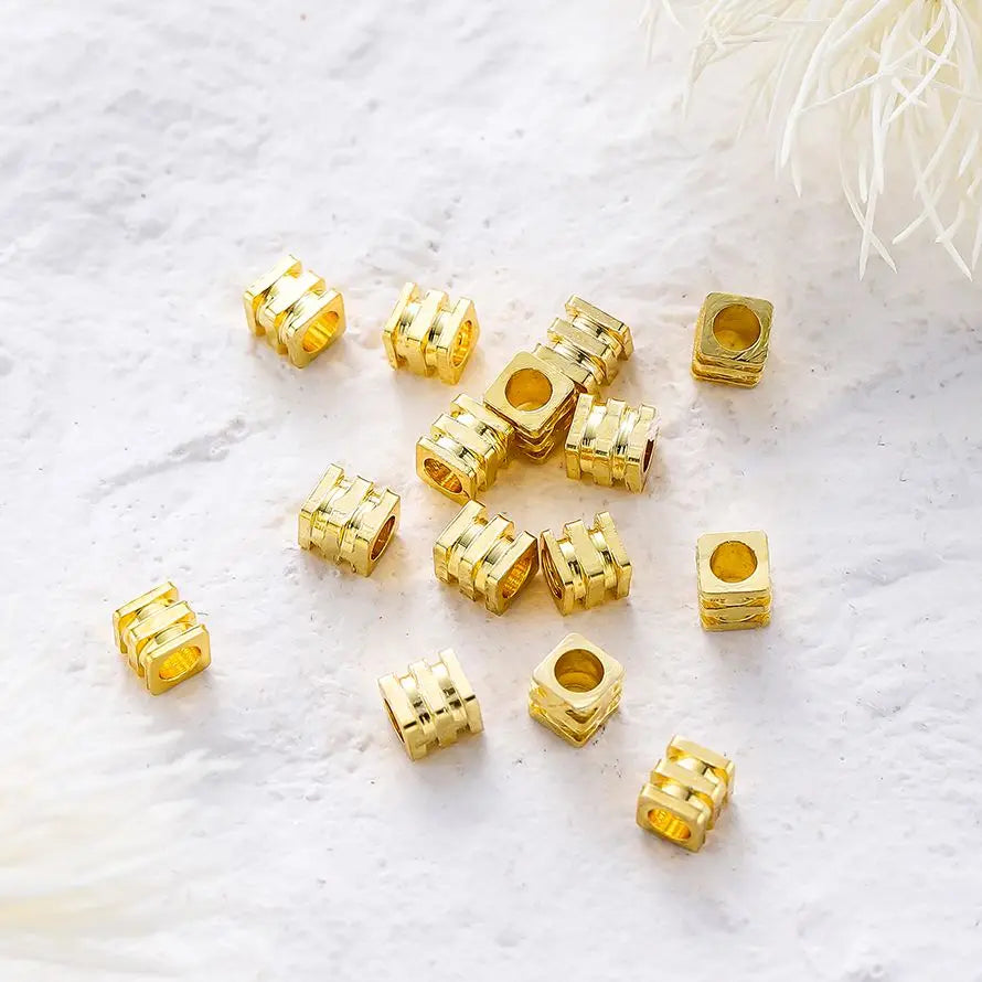 20pcs/lot 14K 18K Gold Square Loose SpacerBrass Beads Necklace Bracelet Beading Seeds For DIY Earing Charms Making Findinds