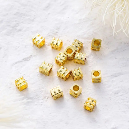 20pcs/lot 14K 18K Gold Square Loose SpacerBrass Beads Necklace Bracelet Beading Seeds For DIY Earing Charms Making Findinds