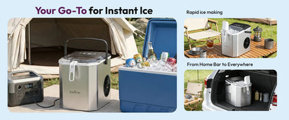 LOEFME Portable Bullet Ice Maker 12KG/24H Countertop Ice Machine 9 Cubes in 6 Min Auto Clean 2 Ice Sizes with Handle