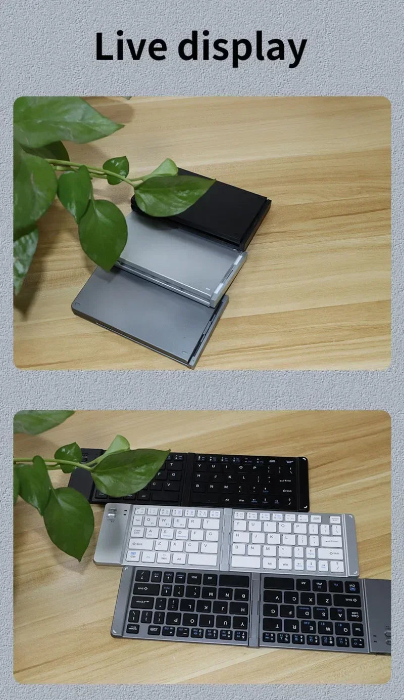 Folding Keyboard and Mouse 2.4G Mini Keypad Bluetooth Wireless Portable Silm Foldable Keyboards for Travel Computer PC iPad