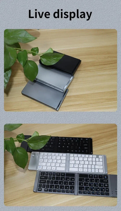 Folding Keyboard and Mouse 2.4G Mini Keypad Bluetooth Wireless Portable Silm Foldable Keyboards for Travel Computer PC iPad