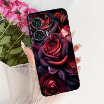 Case For Motorola Edge 50 Fusion Cover XT2429-1 Popular Flower Soft Black Silicone Phone Cases For Motorola G96 5G MotoG96 Funda