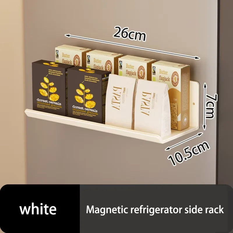 Punch-Free Wall Mounted Magnetic Fridge Shelf Kitchen Seasoning Spice Organizer Multifunctional Home Storage Box