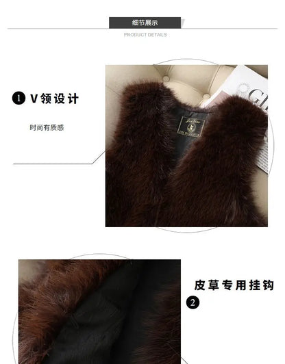 Autumn winter Imitation Fox fur vest Jacket For women Fashion Thick V-neck sleeveless Coat Female Short Faux Fur Waistcoat Tops