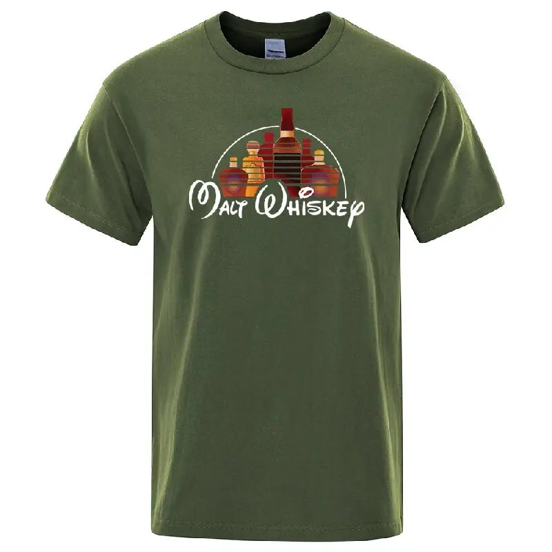 Summer Men T-shirt Cotton Blend Funny Malt Whiskey Print Summer Loose O-neck Cool T Shirt for Men Short Sleeve T-shirt Male Tee