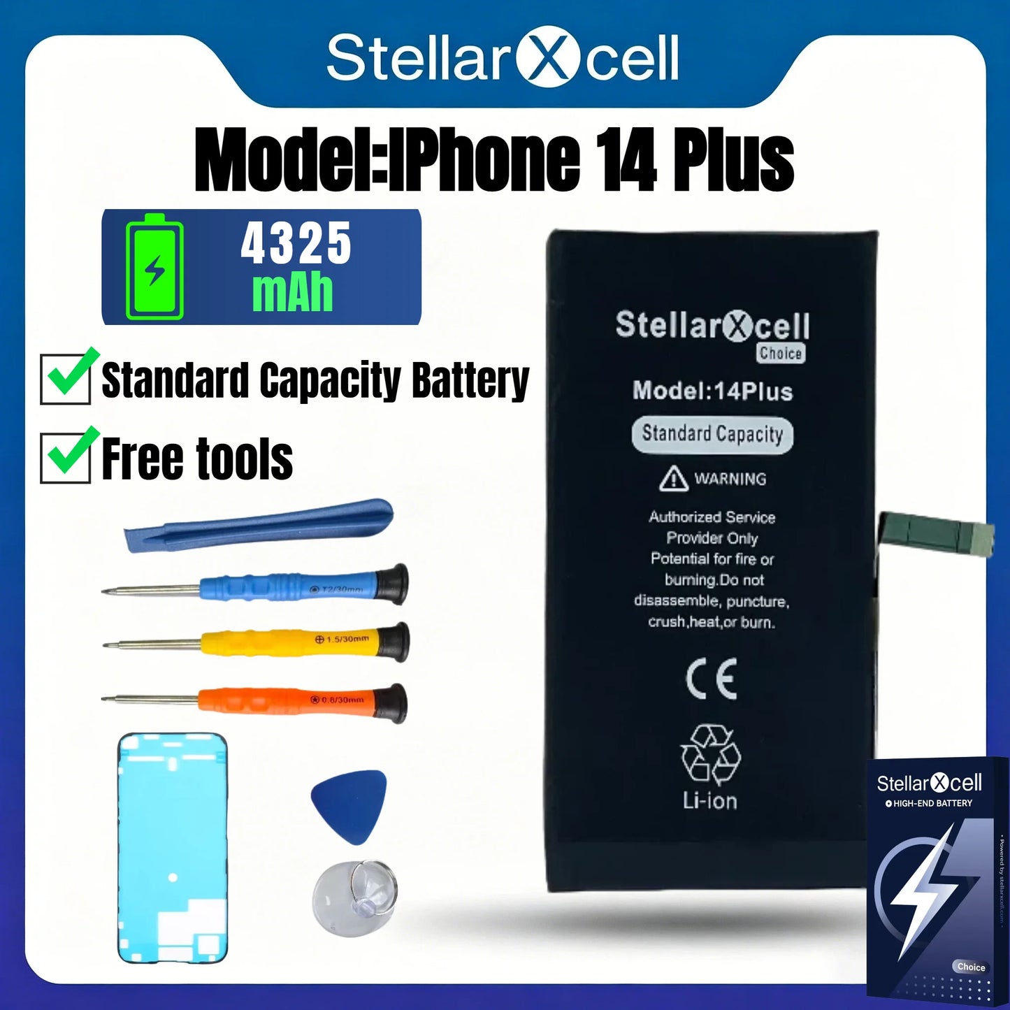 StellarXcell Choice Battery for iPhone 11 12 13 14 15 Mini Plus Pro Promax Original Capacity Replacement Bateria High Quality
