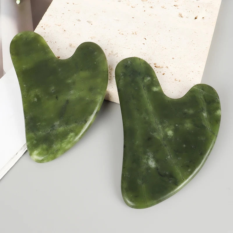 Helu Jade Gua Sha Tool Xiuyan Jade Heart-shape Massager Neck Massage Natural Massager Jade Guasha Scraper