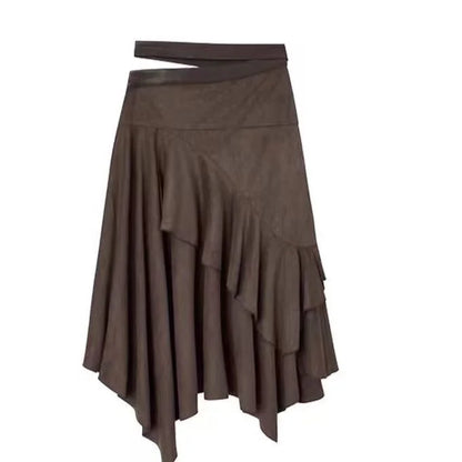 New In Autumn 2025 Trend Streetwear Y2K Skirts For Women's A Line Irregular Patchwork Long Skirts Faldas Woman Clothing