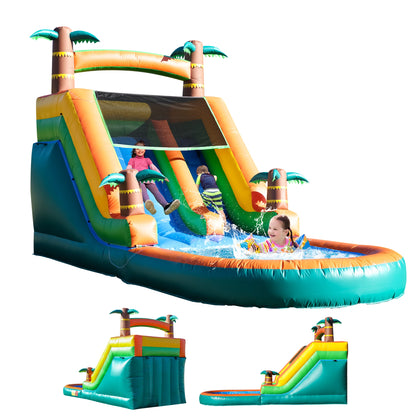 6.4m Commercial Inflatable Bounce House Tropical Water Slide Pool 950w Blower Children's playground, children's toys