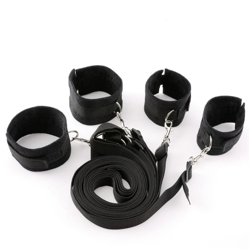 Bed Bondage Restraint Set Adjustable Wrist Ankle Cuffs Comfortable Couples Handcuffs Adult Sex SM Game Lover Intimate Play Kit