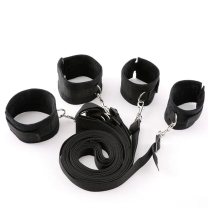 Bed Bondage Restraint Set Adjustable Wrist Ankle Cuffs Comfortable Couples Handcuffs Adult Sex SM Game Lover Intimate Play Kit