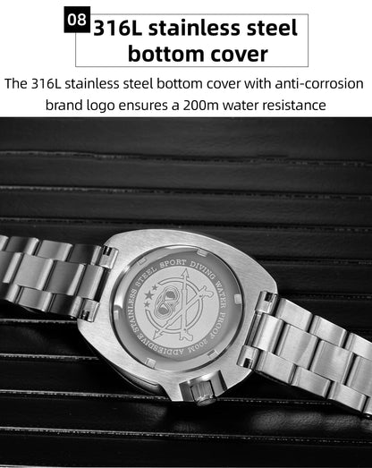 ADDIESDIVE Men Watch Sapphire Glass AR Coated Quartz Watches Luminous 200m Waterproof Turtle Diver Watch Reloj Hombre AD2511