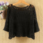Women's Summer Short Jacket 2025 New Pullover Round Neck Knit Female Sweater Top Loose Fashion Hollowing Out Ladies Lace Tops