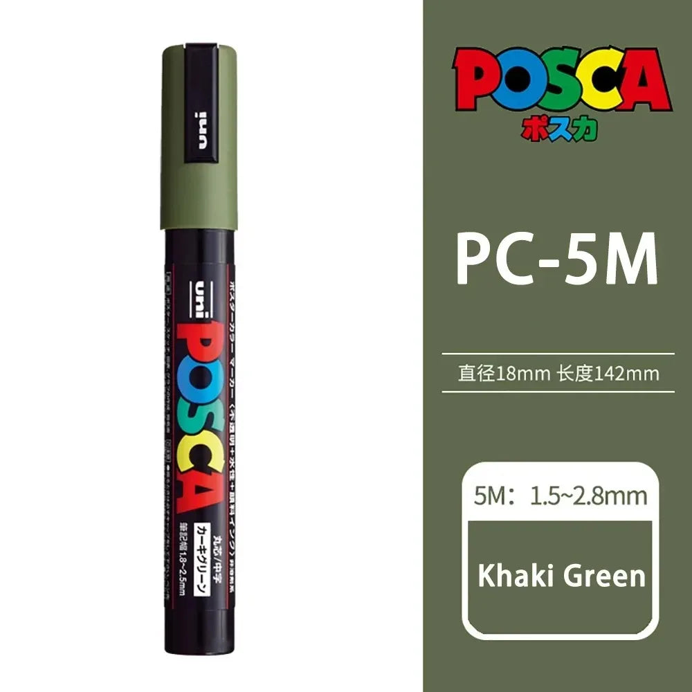 1pcs Japan UNI POSCA Markers PC-1M/3M/5M Acrylic Graffiti Pen Waterproof DIY Stackable Color Art Painting School Supplies