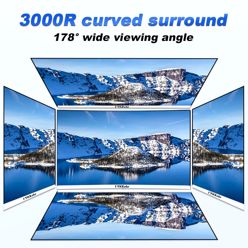 24 Inch Curved 100Hz Monitor Gaming MVA FHD 1080P Computer Display 3000R HDMI/VGA DCR Eye Protect VESA 100*100 2ms Response