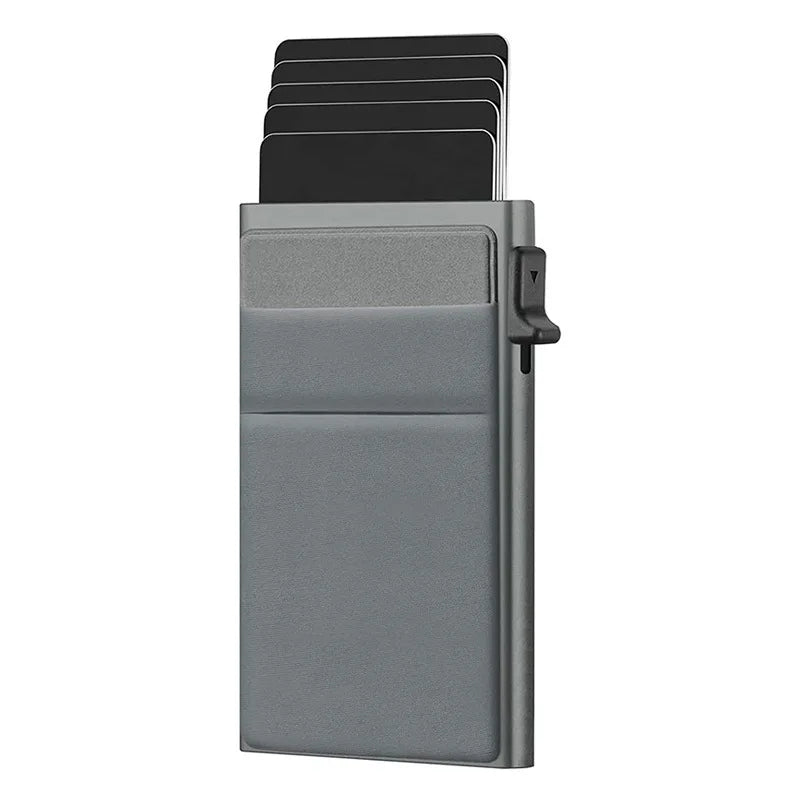 Unisex Anti Rfid Blocking Protected ID Credit Magic Card Holder Men Thin Slim Minimalist Smart Wallets Metal ID Cardholer Case