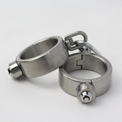 Heavy Duty Stainless Steel Handcuffs Ankle Cuffs Neck Collar Press Lock BDSM Restraints Bondage Adult Games Sex Toys for Couples
