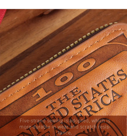 Men Wallet with Zipper 100 US Dollar Pattern Card Holder Coin Pocket Purse Cartera Hombre Carteras