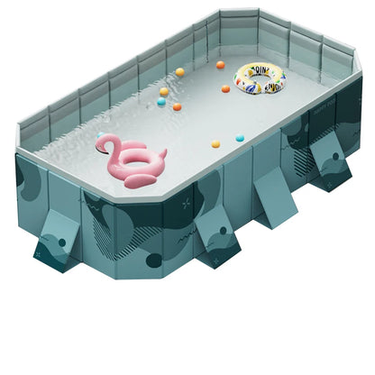 Foldable Pool For Family Non Inflatableframe Outdoor Swimming Pool Kiddie Pools Thickened Support Above Ground For 1~8 People Can Connected Water Pump