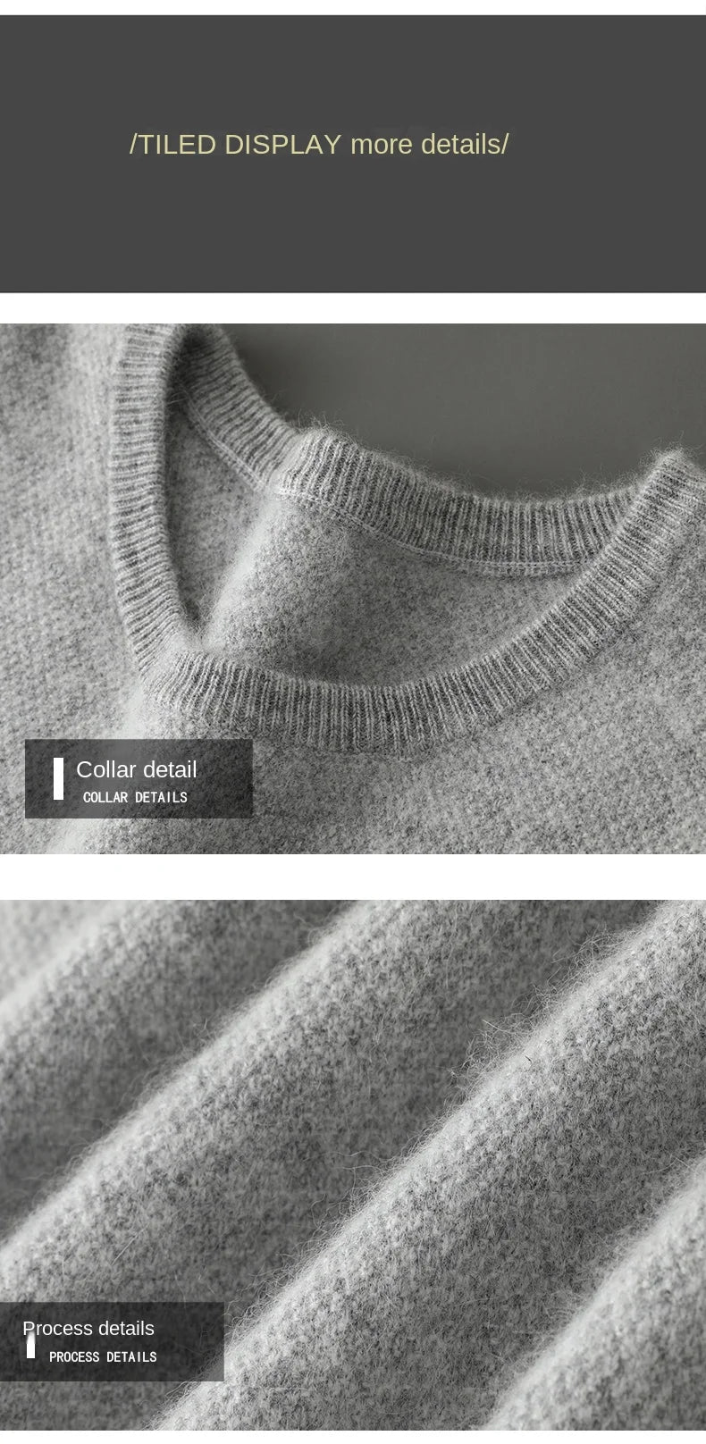 Men's 100% Pure Mink Cashmere Sweater O-Neck Pullovers Knit Large Size Mink Sweater Winter New Long Sleeve High-End Jumpers Tops