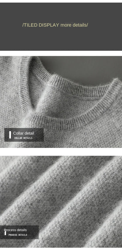 Men's 100% Pure Mink Cashmere Sweater O-Neck Pullovers Knit Large Size Mink Sweater Winter New Long Sleeve High-End Jumpers Tops