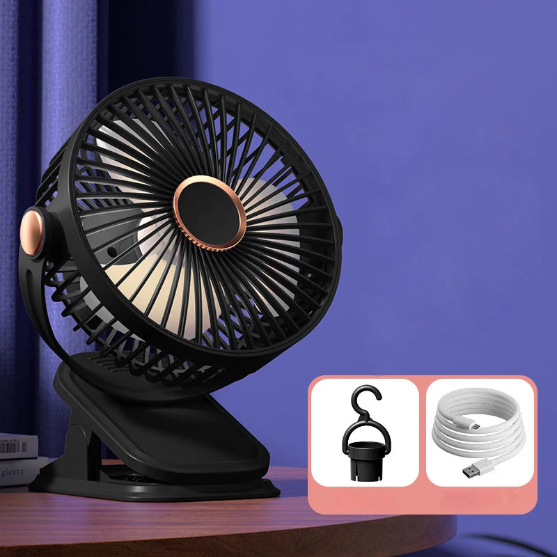 Stroller Fan for Baby Stroller Cart Hanging Fan Clip Mini Fan USB Quiet Electric Clip Fan Home 3 Speed Desktop Small Cooling Fan