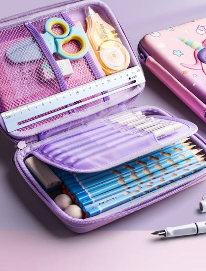 3D EVA Unicorn Cute Pencil Case Cartoon Stationery Box Girls Color Pencil Box Student Pen Case School Supplies Gifts Ipad Case