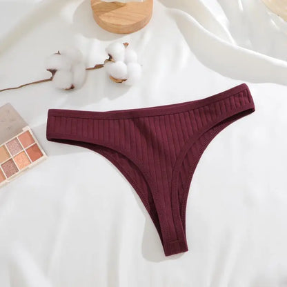 8Pcs/Set Cotton Seamless Thongs For Women Sexy Low Rise Solid Color Breathable Pantys Female Comfortable Soft G-String Underpant