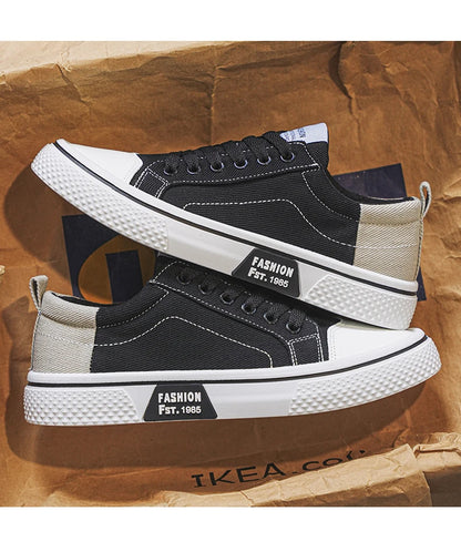 Canvas shoes four seasons men's casual shoes students flat shoes fashion soft-sole outdoor walking shoes youth Joker board shoes