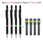 Mechanical Pencil with Refill Rods Set 0.3mm 0.5mm 0.7mm 0.9mm Automatic Pencil Replaceable Leads Office School Stationery Gift