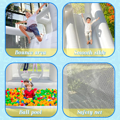 Customization White Bounce House with Blower 10x13.7x7.2ft Kids Bouncy Castle For Birthdays Party/ Gift