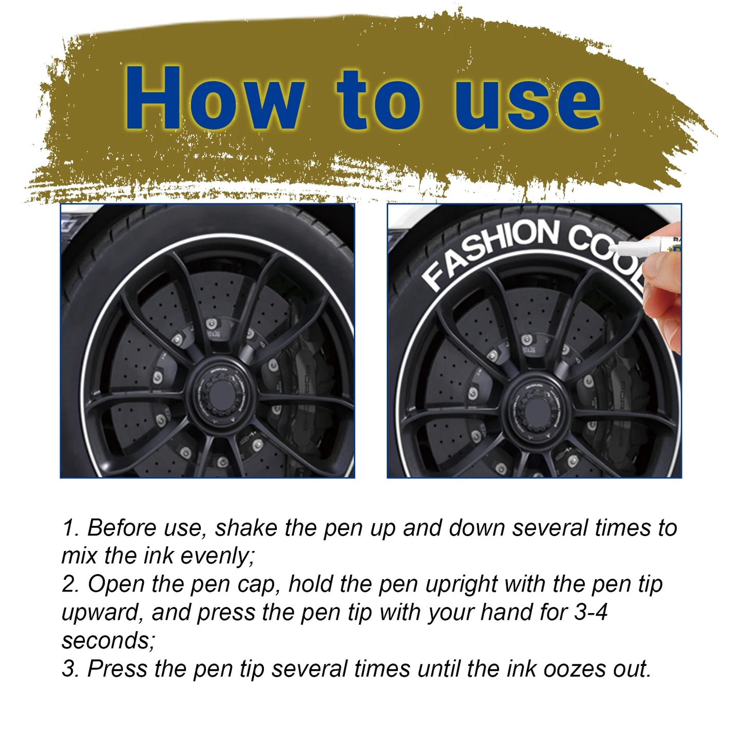 White Waterproof Cars Wheel Tire Oily Mark Pen Auto Rubber Tyre Paint Pen Cd Metal Permanent Paint Marker Graffiti Touch Up