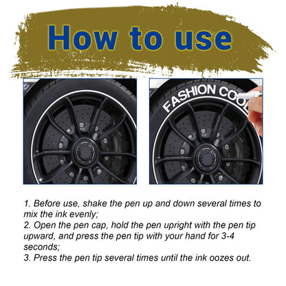 White Waterproof Cars Wheel Tire Oily Mark Pen Auto Rubber Tyre Paint Pen Cd Metal Permanent Paint Marker Graffiti Touch Up