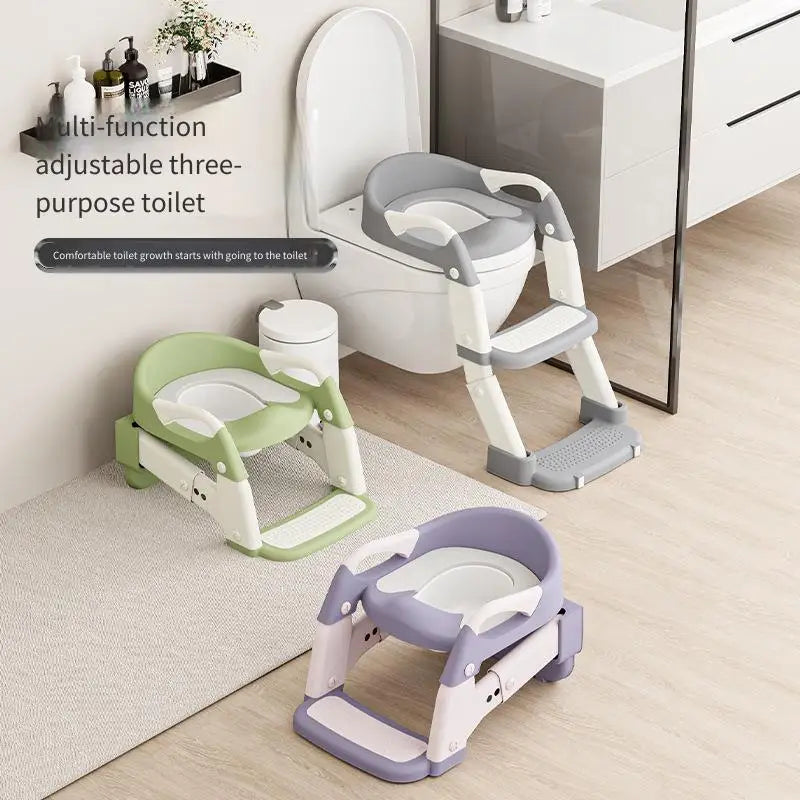 Kids Toilet Step Stool Potty Training Seat with Ladder Boys Girls Baby Toilet Seat Adjustable Step-on Stool for Adult Toilet
