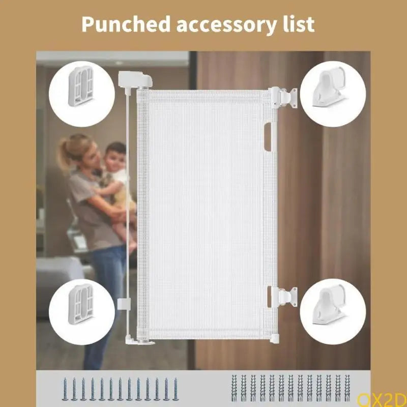 1 Set Retractable Baby Gate Replacement Part Mounting Accessories Fixing Base with Hook & Screws for Child Safety
