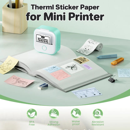 Phomemo 3 Rolls Self-adhesive Transparent Sticker Thermal Paper for T02 M02X Label Sticky DIY Photo Texts Study Notes Printing