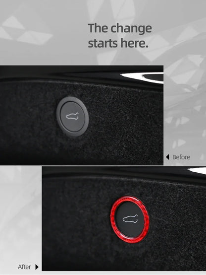 For Tesla 2019- Model 3 Highland 2024 Model Y Juniper Carbon Fiber Rear Trunk Switch Prompt Circle Trim Sticker Car Accessories
