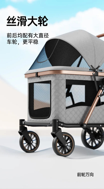 Foldable Large Giant Dog Stroller Lightweight Portable Multi Cat Pet Carrier for Senior Dogs Outdoor Travel
