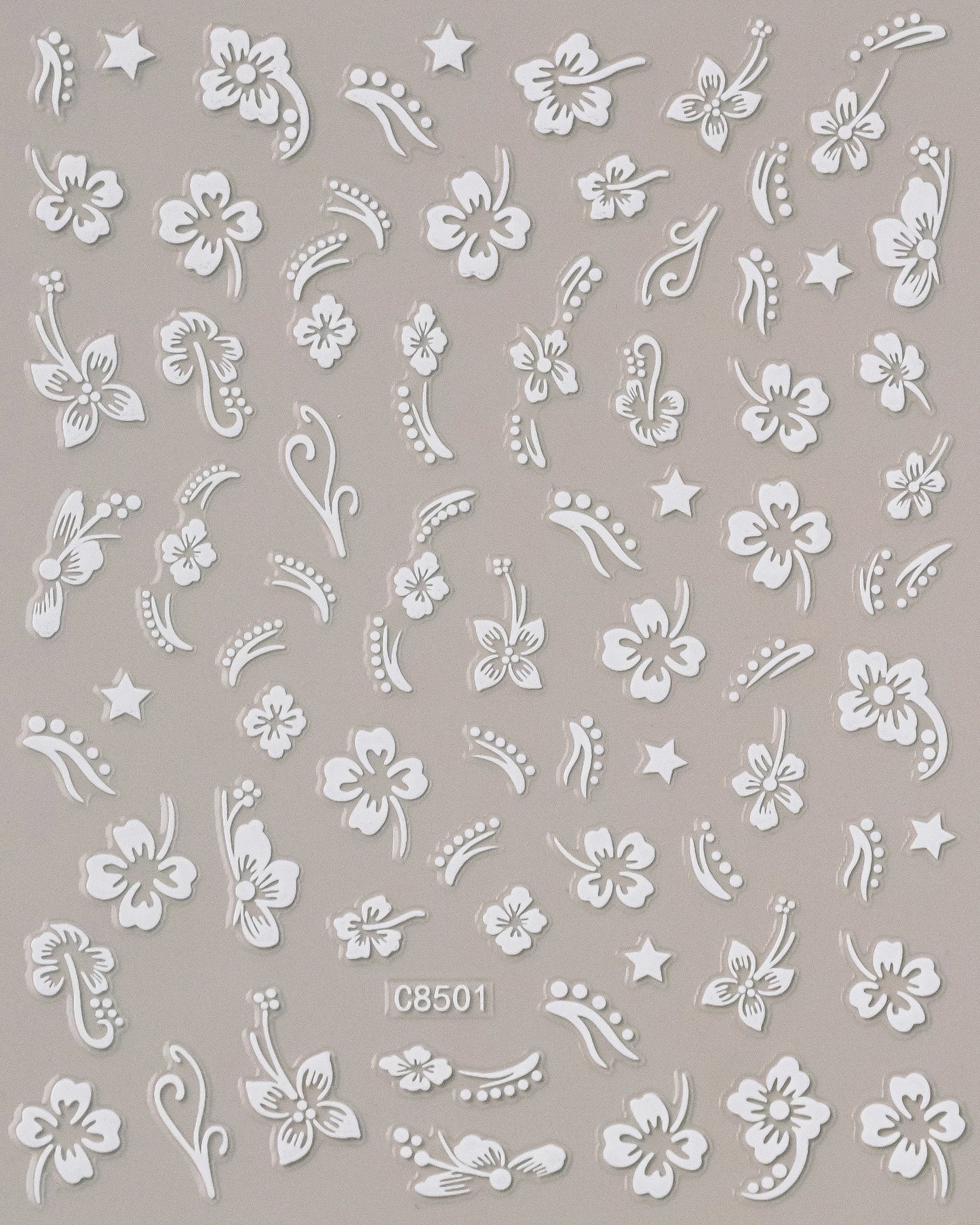 5D Hibiscus Flower Nail Embossed Sticker Acrylic Pink White Gold Petal Leaf Adhesive Decal Butterfly Dragon Floral Elegant Decor